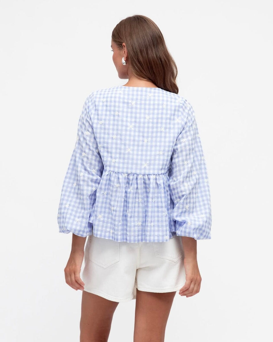 Gingham Frida Blouse - Grey