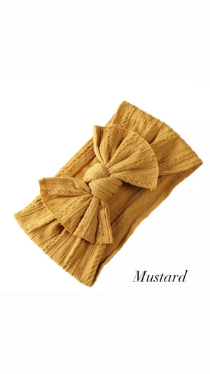 Open image in slideshow, Cable Knit Bow Headbands - Various Indigo Attic Mustard 
