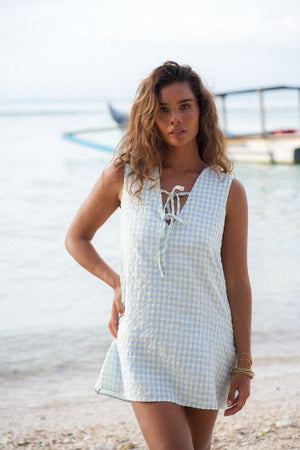Sugar Gingham Dress - Sky Winnie Rae 