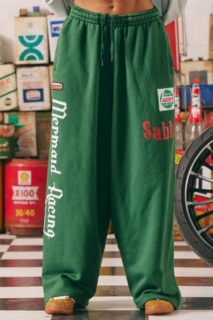 Wide Leg Sweat Pants - Mermaid Racing - Green Sabbi 