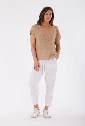 Paris Hessian Top - Soft Camel Carbon the Label 