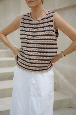 Organic Stripe Mesh Knit Tank Ceres Life 