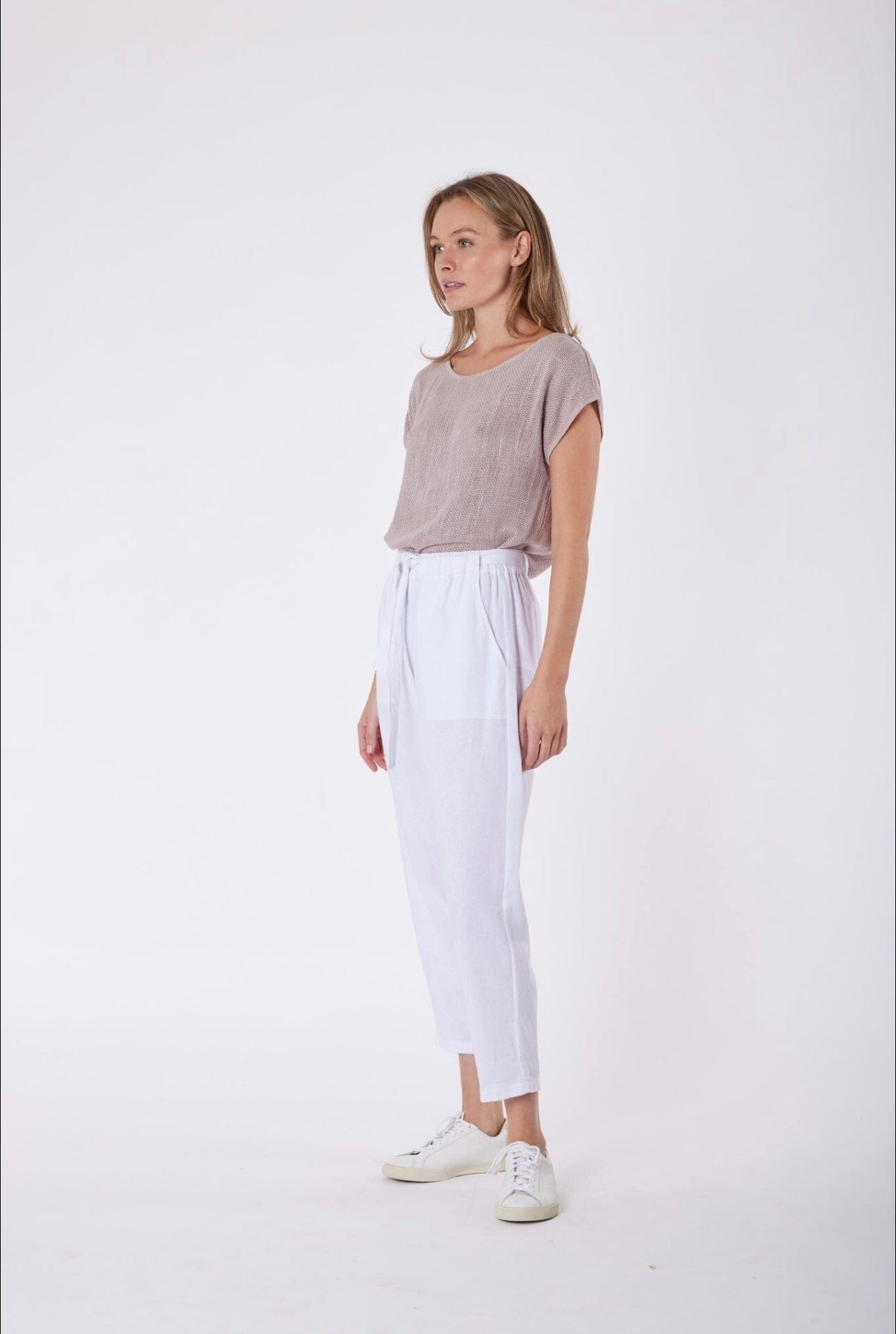 Tuscan Linen Pants - White Carbon the Label 