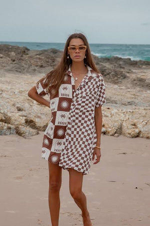 Palma Checkerboard Shirt Dress Palm Collective 