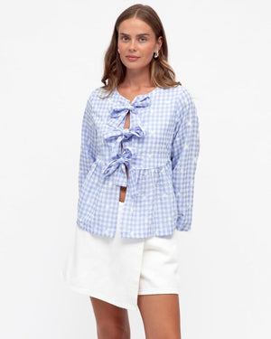 Gingham Blouse - Blue INDIGO ATTIC 