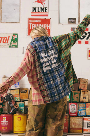 You Are Enough Flannel Shirt - Multicoloured Sabbi 