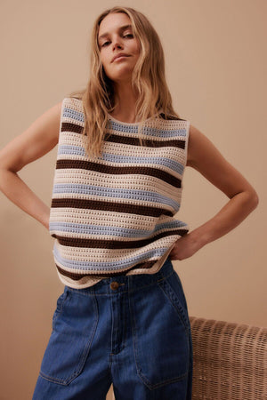 Margot Mesh Knit Tank - Stripe Ceres Life 