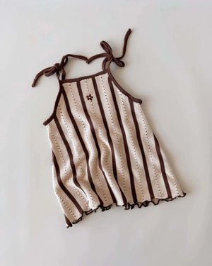 Cotton Tie Dress - Chocolate Stripe Freckles the Label 