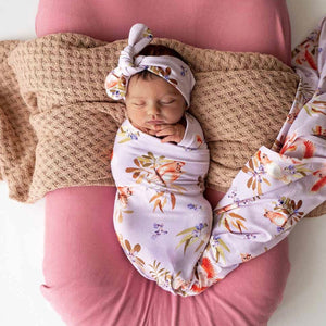 Major Mitchell Organic Jersey Wrap & Beanie Set Snuggle Hunny 