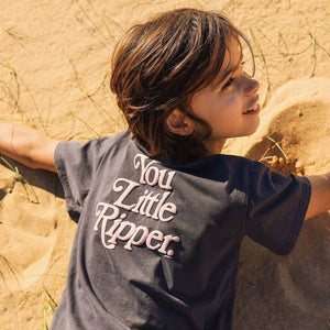 You Little Ripper Kids Slang Tee in Charcoal Skwosh 