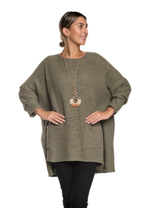 Ophelia Top - O/S - Kharki INDIGO ATTIC 