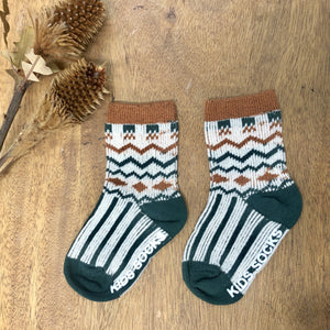 Aztec Socks - Green & Rust Indigo Attic 