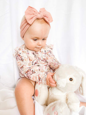 Flora Bamboo Long Sleeve Onesie Baby One-Pieces Blossom & Gumnut 