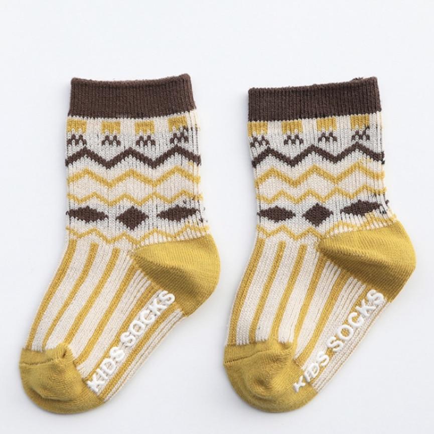 Aztec Socks - Mustard & Chocolate Indigo Attic 