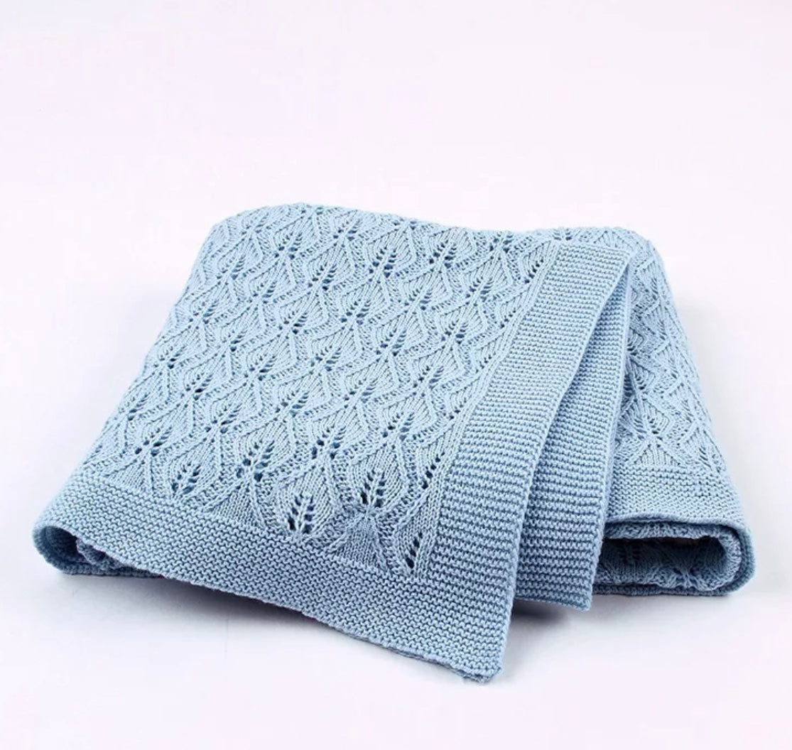 Knit Baby Blanket - Blue INDIGO ATTIC 