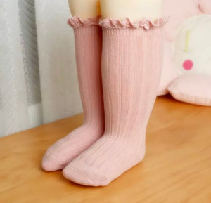 Abby Lace Knee High Socks - Pink INDIGO ATTIC 