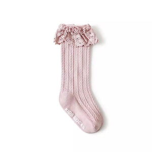 Zoe Lace Knee High Socks - Pink INDIGO ATTIC 