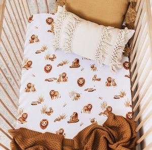 Lion Fitted Cot Sheet INDIGO ATTIC 