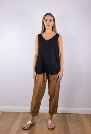 Tuscan Linen Pants - Toffee Carbon the Label 