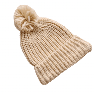 Open image in slideshow, Chunky Knit Beanies - 1-5Y INDIGO ATTIC Cream 
