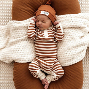 Biscuit Stripe Organic Growsuit Snuggle Hunny 