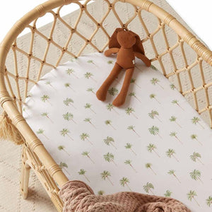 Green Palm Bassinet Sheet / Change Pad Cover Snuggle Hunny 