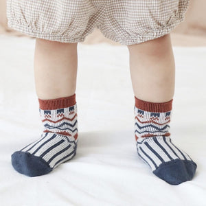 Aztec Socks - Navy Blue & Rust Indigo Attic 