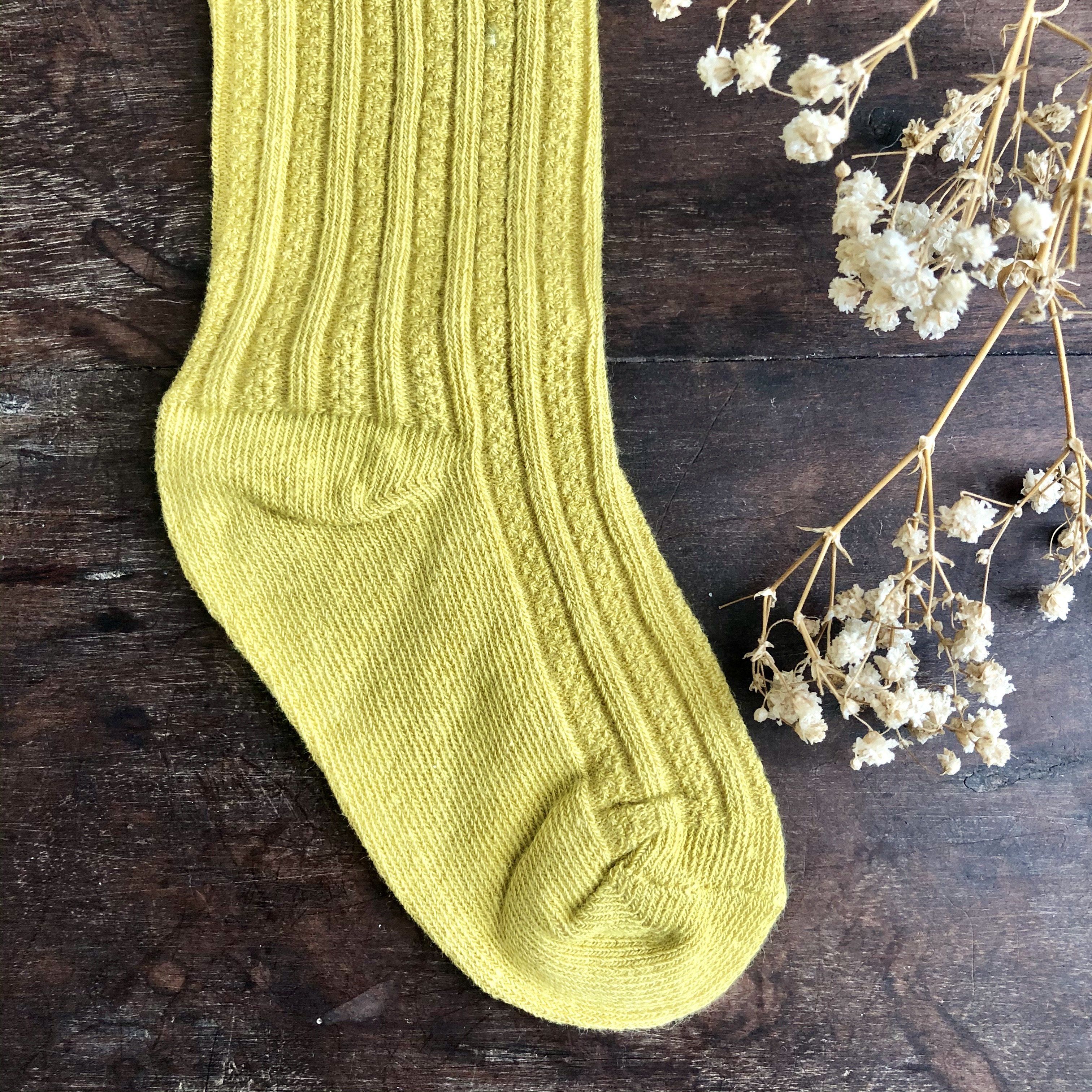 Crochet Knee Highs - Mustard Indigo Attic 
