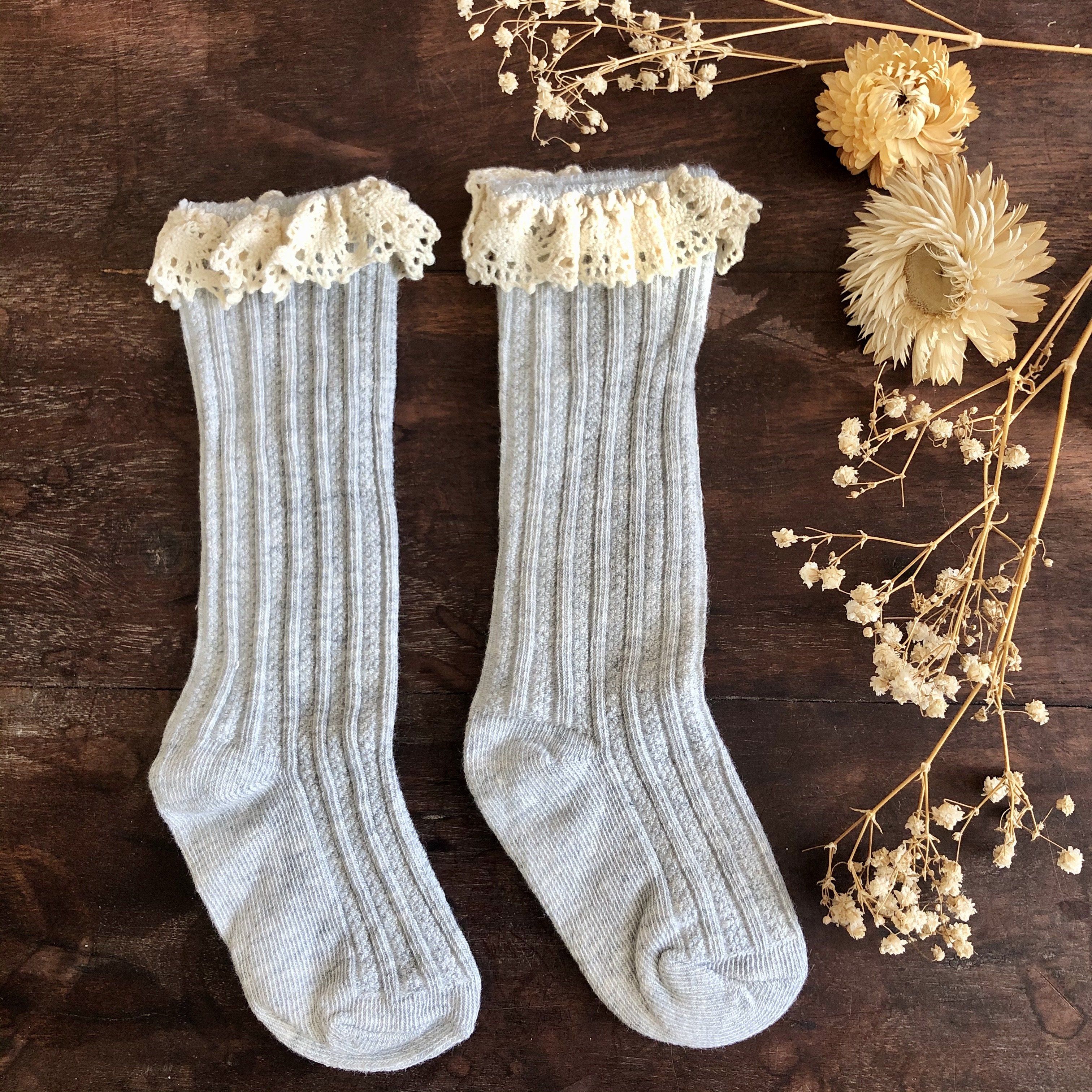 Crochet Knee Highs - Grey Indigo Attic 