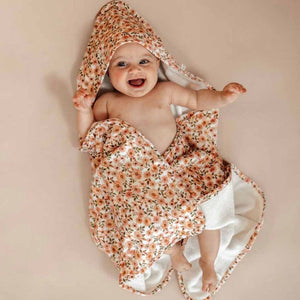 Spring Floral Organic Hooded Baby Towel Snuggle Hunny 