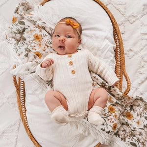 Mustard Floral Fringe Swaddle Ziggy Lou 