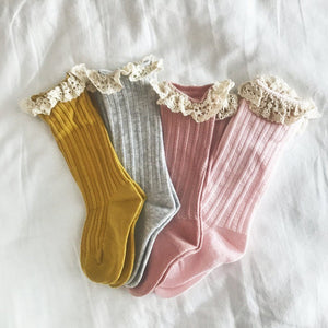 Crochet Knee Highs - Pink Indigo Attic 