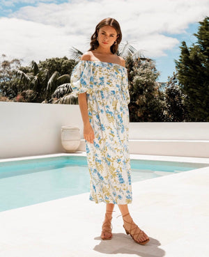 Aubrey Vintage Floral Dress White Closet 